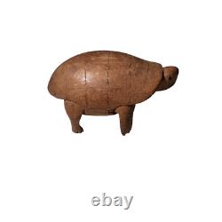 Primitive Antique Wood Carved Turtle Folk Art 3.5 Civil War Era Vintage 1800s