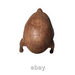 Primitive Antique Wood Carved Turtle Folk Art 3.5 Civil War Era Vintage 1800s