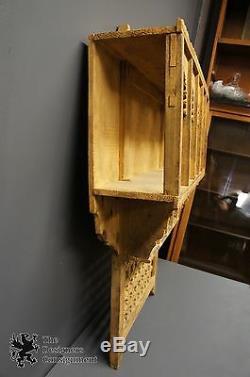 Primitive Carved Oak Hanging Shelf Unit Cupboard Secret Stash Folk Art Indonesia