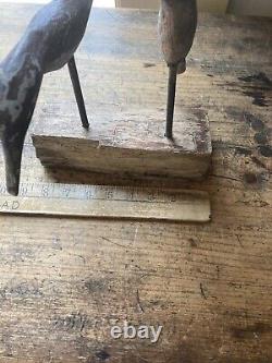 Primitive Decoy Shore birds Wooden Folk Art carved with old paint