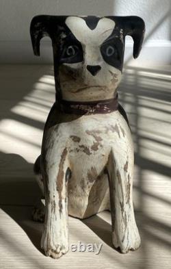 Primitive Farmhouse Rustic Hand Carved Mini Wood Dog Sculpture Folk Art Decor