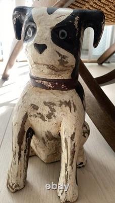 Primitive Farmhouse Rustic Hand Carved Mini Wood Dog Sculpture Folk Art Decor