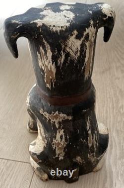 Primitive Farmhouse Rustic Hand Carved Mini Wood Dog Sculpture Folk Art Decor