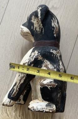 Primitive Farmhouse Rustic Hand Carved Mini Wood Dog Sculpture Folk Art Decor