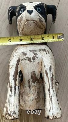 Primitive Farmhouse Rustic Hand Carved Mini Wood Dog Sculpture Folk Art Decor