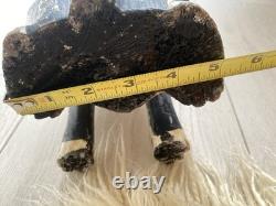 Primitive Farmhouse Rustic Hand Carved Mini Wood Dog Sculpture Folk Art Decor