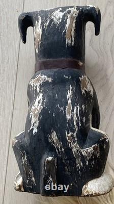 Primitive Farmhouse Rustic Hand Carved Mini Wood Dog Sculpture Folk Art Decor