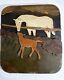 Primitive Folk Art Carved On Board Horse With Lamb Unsigned 11 1/4x 12 7/8