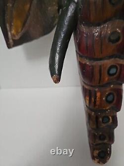 Primitive Folk Art Mothman wood sculpture