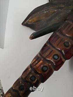 Primitive Folk Art Mothman wood sculpture