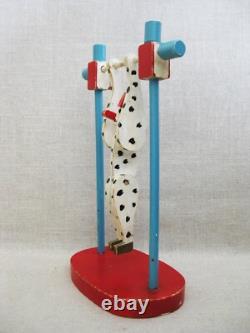 Primitive Folk Art Toy Clown Swinging Figure Wood Carving, Vintage Circus Theme