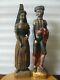 Primitive-Style Folk Art Statues Spanish Matador Senorita Hand Carved Polychrome