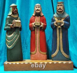 Puerto Rico Art 1984 wood carving Three Kings -Tres Reyes Magos Santos de Palo