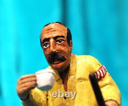 Puerto Rico Art vintage wood carving talla madera El Primer Cafe -Neftale Negron