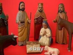 Puerto Rico Folk Art Domingo Orta Jr. Hand Carved Wood Nativity Set