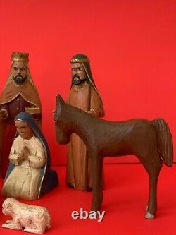 Puerto Rico Folk Art Domingo Orta Jr. Hand Carved Wood Nativity Set