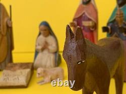 Puerto Rico Folk Art Domingo Orta Jr. Hand Carved Wood Nativity Set