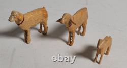 Putz Style Animals Carved Wood American Folk Art Early Paint Horse Bull Sheep