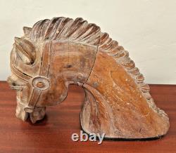RARE Antique Carved Wood Folk Art Carousel Horse Head Mortise & Tenon Joinery