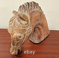 RARE Antique Carved Wood Folk Art Carousel Horse Head Mortise & Tenon Joinery