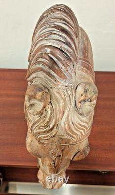 RARE Antique Carved Wood Folk Art Carousel Horse Head Mortise & Tenon Joinery