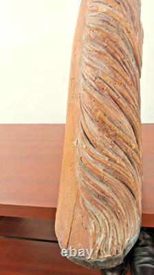 RARE Antique Carved Wood Folk Art Carousel Horse Head Mortise & Tenon Joinery