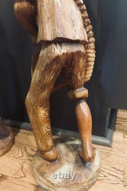 RARE Haitian Worker Man Carved Wood Sculpture Folk Art Masterpiece
