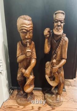 RARE Haitian Worker Man Carved Wood Sculpture Folk Art Masterpiece