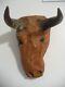 Rare Jesse Aaron Folk Art Hand Carved Wood Bull Sculptor Outsider Art 1971