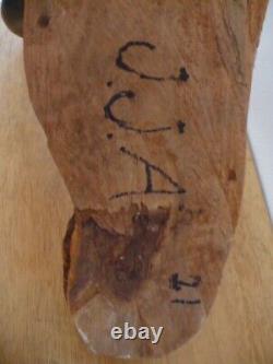 RARE Jesse Aaron Folk Art Hand Carved Wood Bull Sculptor Outsider Art 1971