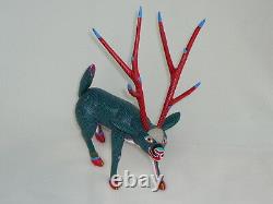 RARE Large Deer VINTAGE Oaxacan Alebrije Wood Carving by JOSE HERNANDEZ