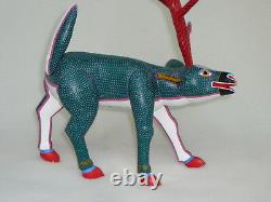 RARE Large Deer VINTAGE Oaxacan Alebrije Wood Carving by JOSE HERNANDEZ