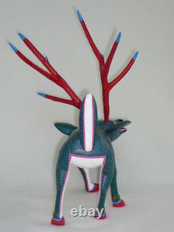 RARE Large Deer VINTAGE Oaxacan Alebrije Wood Carving by JOSE HERNANDEZ