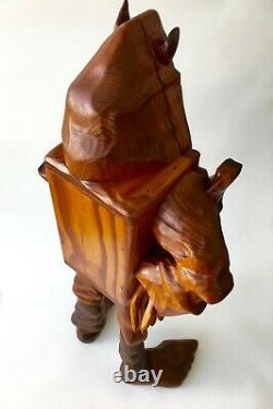 RARE! R. A. PITZ Hand Carved 1980's GIANT 29 Wood VIKING Sculpture with Hidden Box