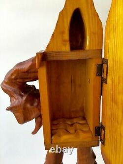 RARE! R. A. PITZ Hand Carved 1980's GIANT 29 Wood VIKING Sculpture with Hidden Box