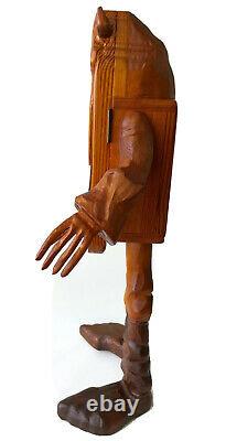 RARE! R. A. PITZ Hand Carved 1980's GIANT 29 Wood VIKING Sculpture with Hidden Box