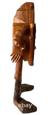 RARE! R. A. PITZ Hand Carved 1980's GIANT 29 Wood VIKING Sculpture with Hidden Box