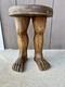 Rare Vintage Hand Carved Solid Wood Folk Art Legs/feet Side Table / Stool