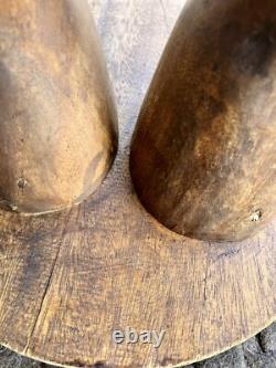 RARE Vintage hand carved solid wood folk art legs/feet side table / stool