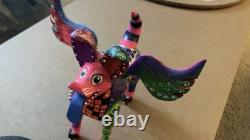 RARE Wooden Hand Carved Painted Dante Alebrije Spirit Dog Folk Art Oaxaca Mexico