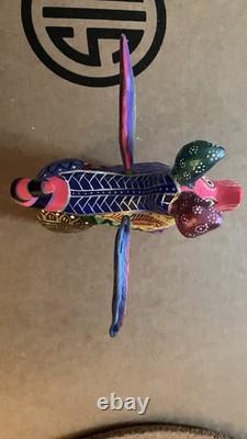 RARE Wooden Hand Carved Painted Dante Alebrije Spirit Dog Folk Art Oaxaca Mexico