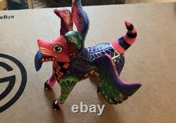 RARE Wooden Hand Carved Painted Dante Alebrije Spirit Dog Folk Art Oaxaca Mexico