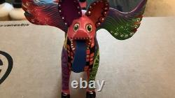 RARE Wooden Hand Carved Painted Dante Alebrije Spirit Dog Folk Art Oaxaca Mexico