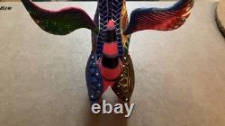 RARE Wooden Hand Carved Painted Dante Alebrije Spirit Dog Folk Art Oaxaca Mexico