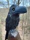 Raven Chainsaw Carving Black Walnut Wood Folk Art Crow Sculpture Bird Carvings