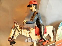 REDUCED! Vintage 1977 FOLK ART Carved & Painted WHIRLIGIG/Man On Horse/ALVIN HALL