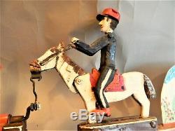REDUCED! Vintage 1977 FOLK ART Carved & Painted WHIRLIGIG/Man On Horse/ALVIN HALL