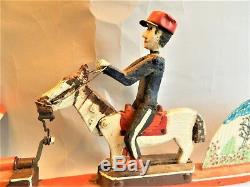 REDUCED! Vintage 1977 FOLK ART Carved & Painted WHIRLIGIG/Man On Horse/ALVIN HALL