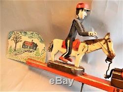 REDUCED! Vintage 1977 FOLK ART Carved & Painted WHIRLIGIG/Man On Horse/ALVIN HALL