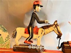 REDUCED! Vintage 1977 FOLK ART Carved & Painted WHIRLIGIG/Man On Horse/ALVIN HALL